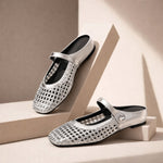Goldie | Woven Flat Slip-On Mary Jane Mules