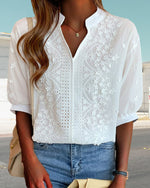 Susanne V-Neck Puff Sleeve Blouse