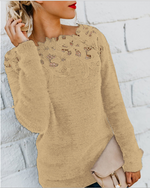 Andrea Floral Lace-Collar Winter Sweater