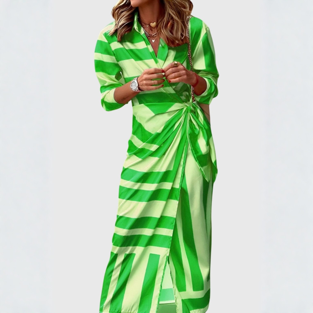 Gudrun Striped Wrap Midi Dress