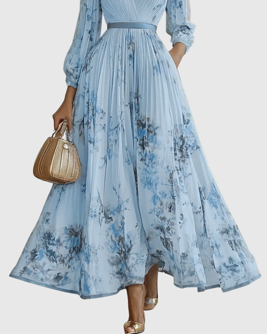 Isabella Sleeveless Pleated Floral Midi Dress