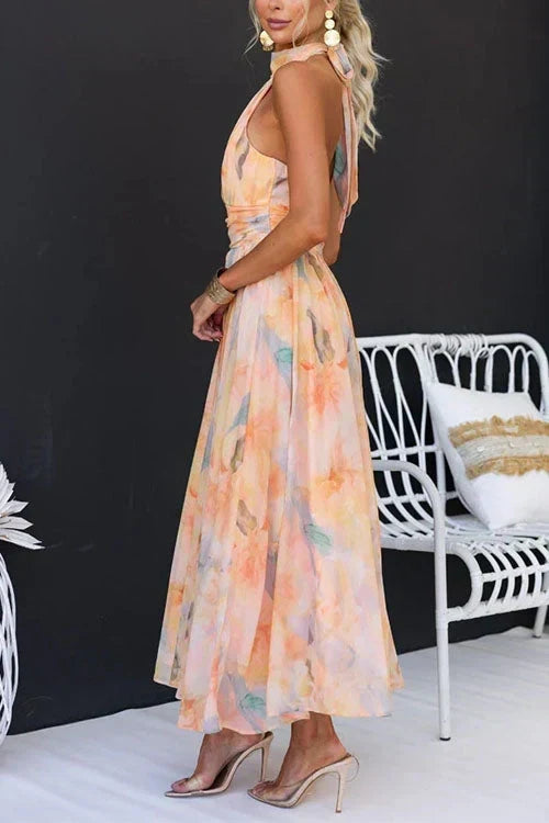Claudia Floral Halter Summer Maxi Dress
