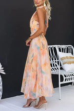 Claudia Floral Halter Summer Maxi Dress
