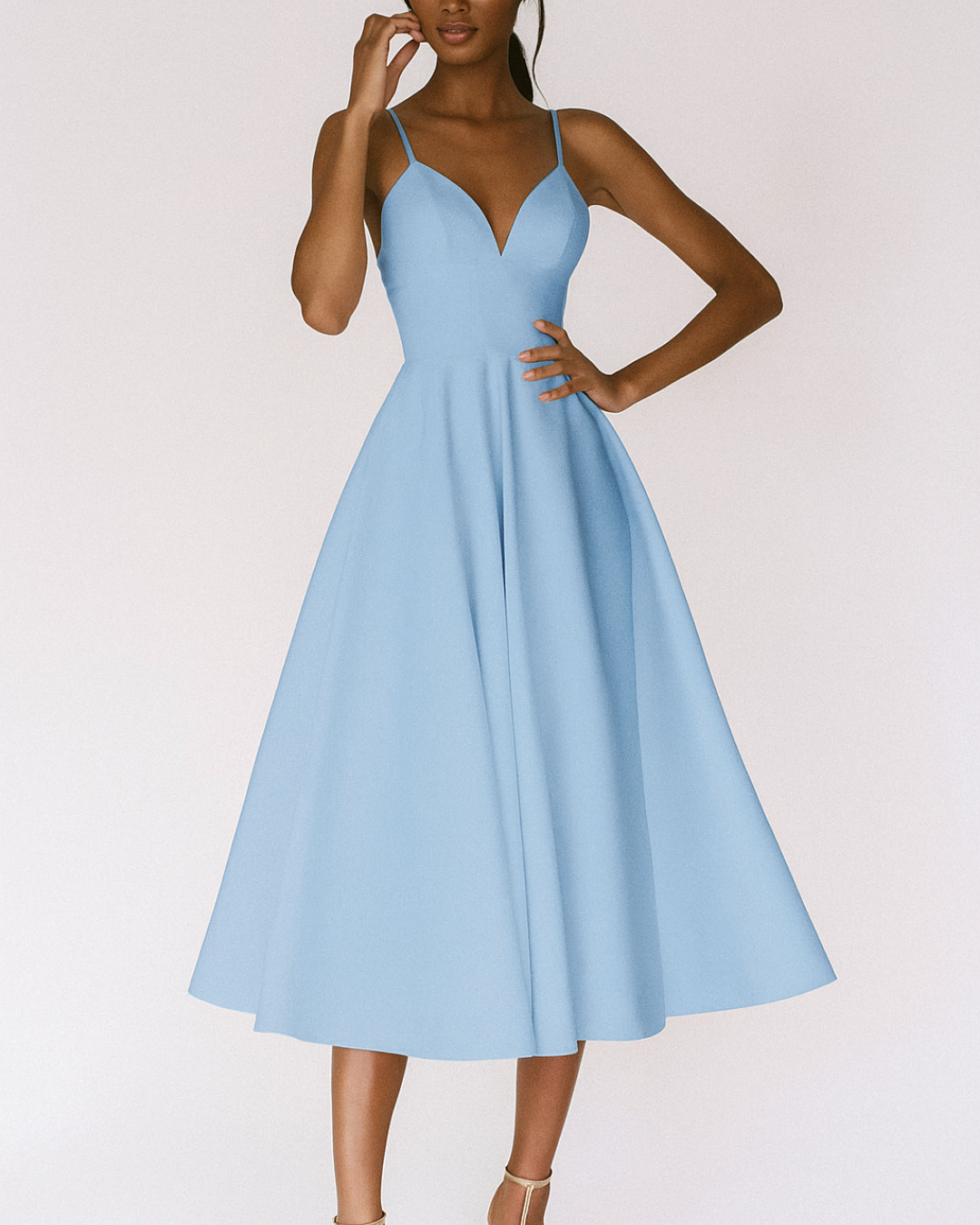Lena Strappy Midi Wedding Guest Dress