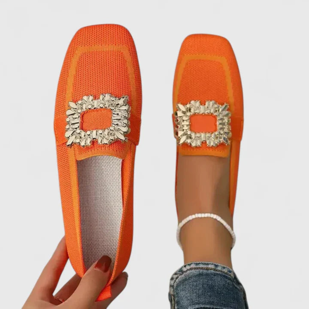 Doris Crystal Buckle Slip-On Loafers