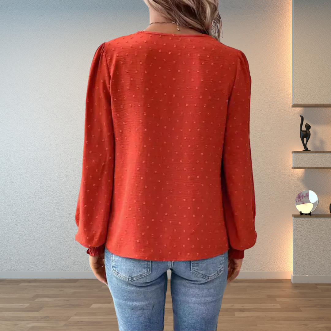 Isabella V-Neck Long-Sleeve Floral Blouse