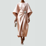 Michaela Draped Batwing Sleeve Midi Dress