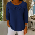 Dorothea Bow Detail Three-Quarter Sleeve Top