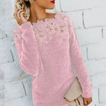Andrea Floral Lace-Collar Winter Sweater