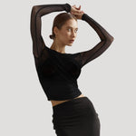 Sabina Sheer Long-Sleeve Wrap Top