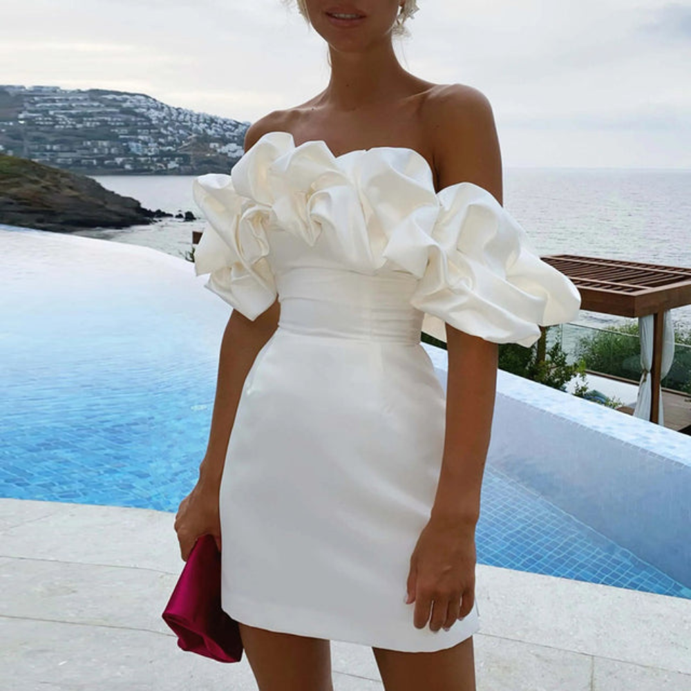 Karin Ruffled Mini Wedding Guest Dress