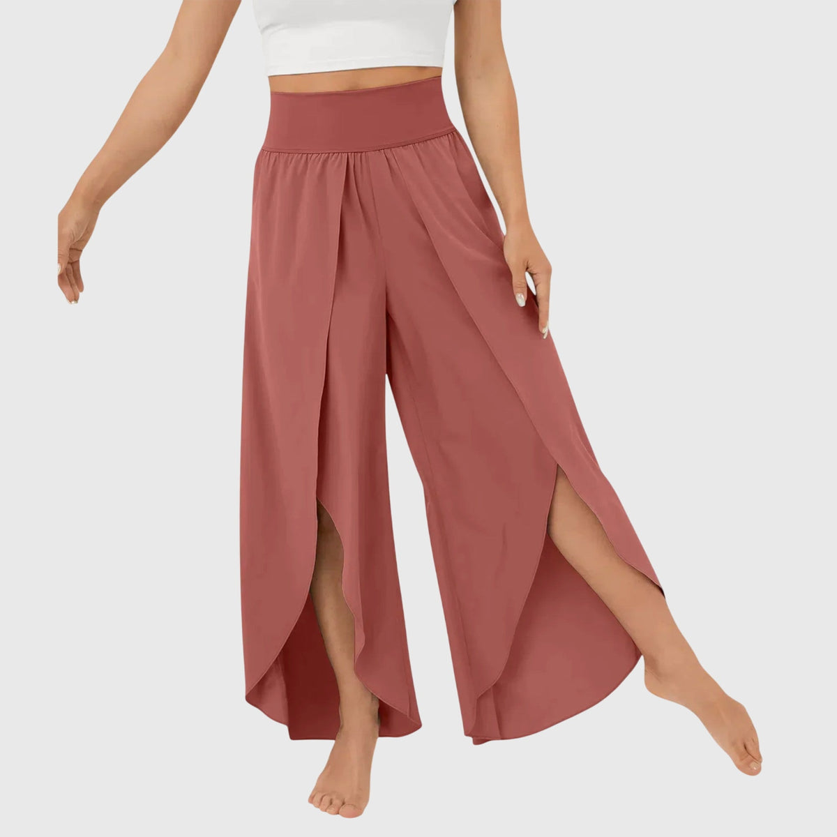 Magdalena Wide-Leg Boho Slit Pants