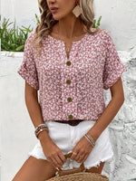 Magdalena Floral Button-Front Summer Blouse