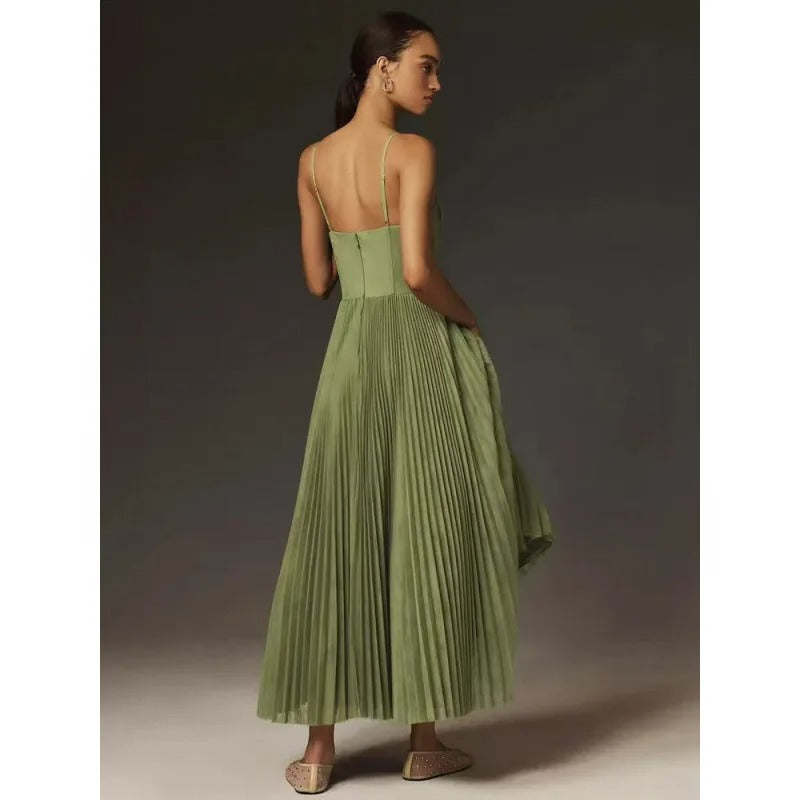 Leonie Pleated Corset Bustier Midi Dress