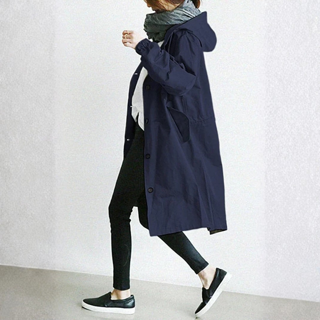 Edith Long Button-Front Street Coat