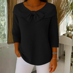 Dorothea Bow Detail Three-Quarter Sleeve Top