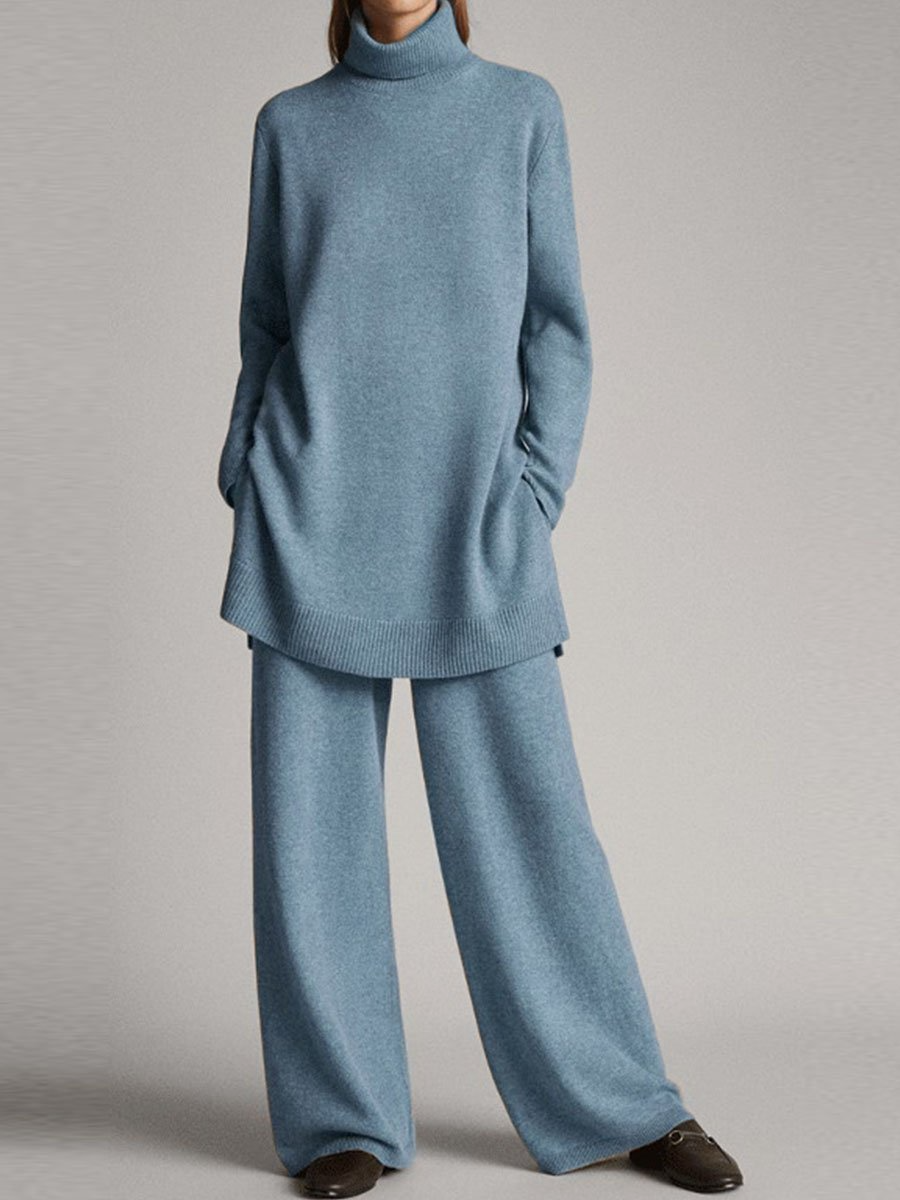 Isabella Turtleneck Wide-Leg Trouser Set