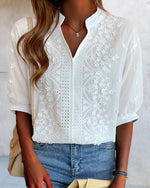 Susanne V-Neck Puff Sleeve Blouse