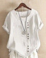 Doris Casual Short-Sleeve Button Blouse