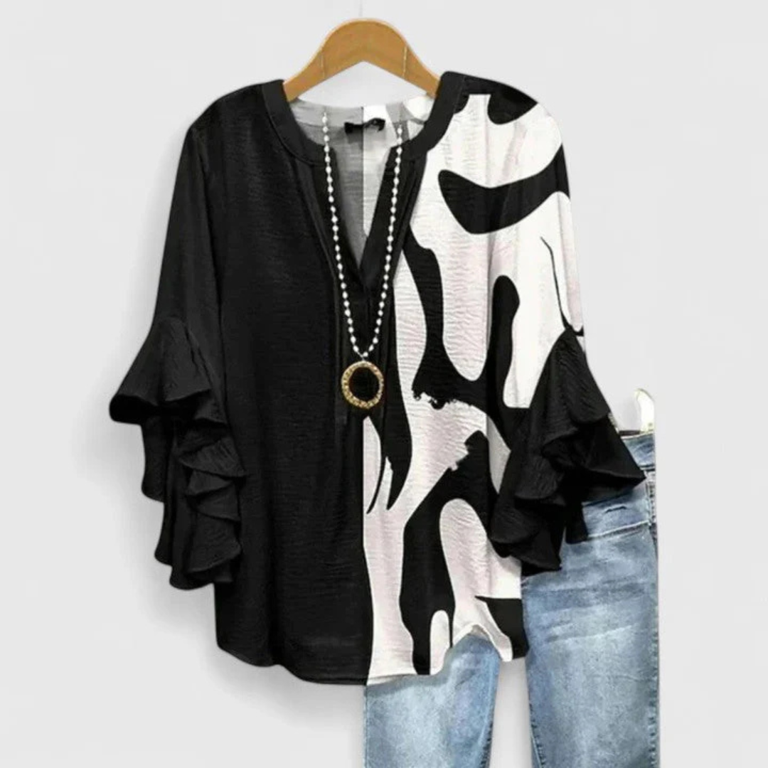 Viviane Floral Ruffle Sleeve Casual Top