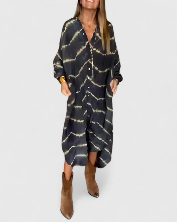 Pauline Tie-Dye Button-Front Shirt Dress
