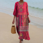 Carolin Ethnic Boho Print Maxi Dress