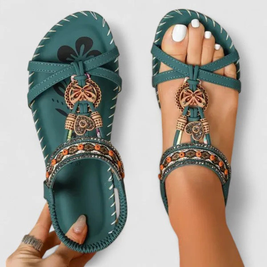 Viola Strappy Flat Open-Toe Sandals