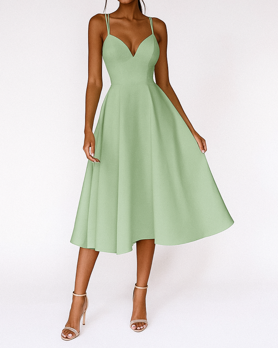 Lena Strappy Midi Wedding Guest Dress