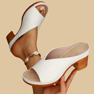 Gabriela Open Slip-On Block Heel Mules