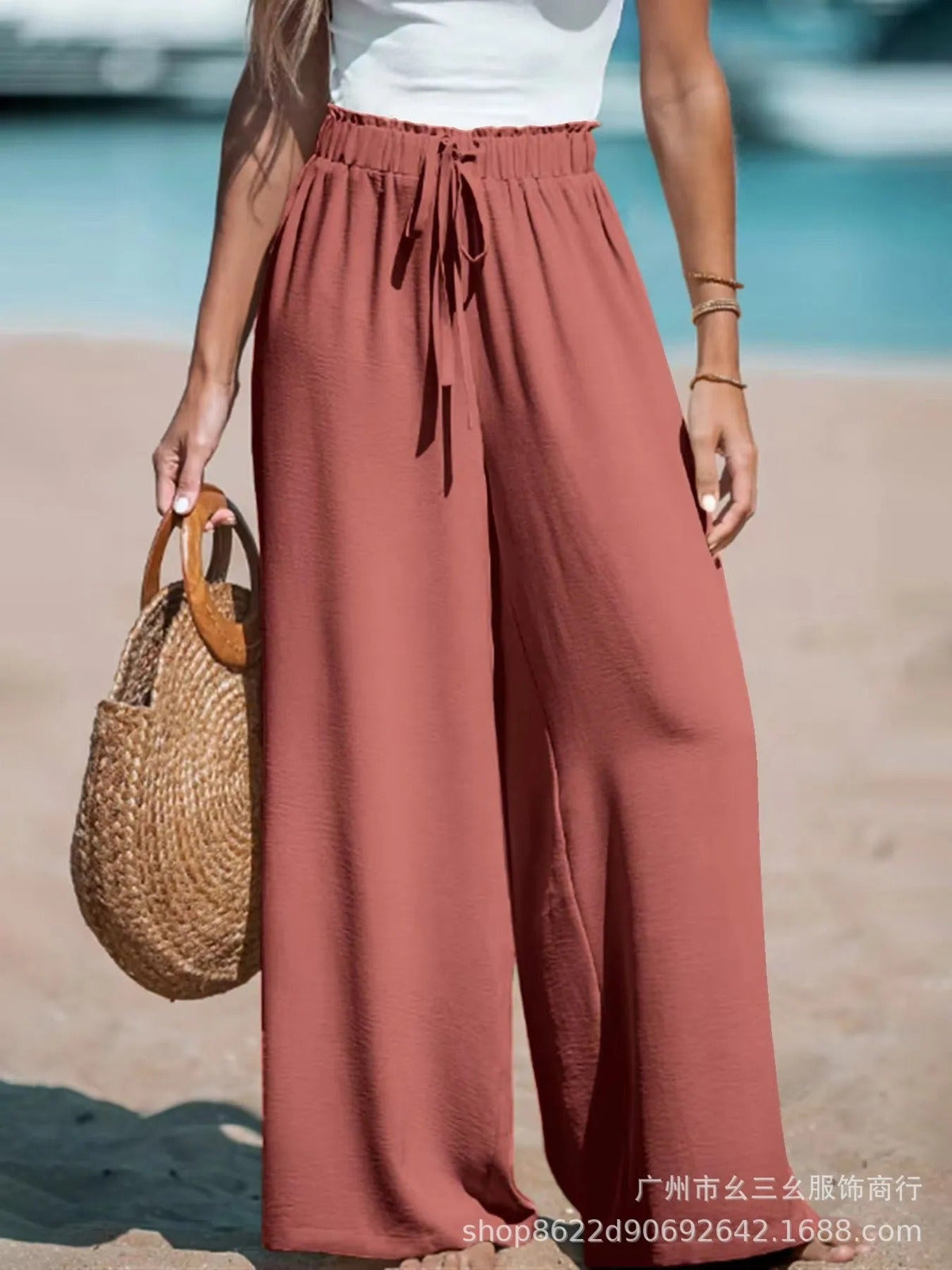 Doris Tie-Waist Wide-Leg Palazzo Pants