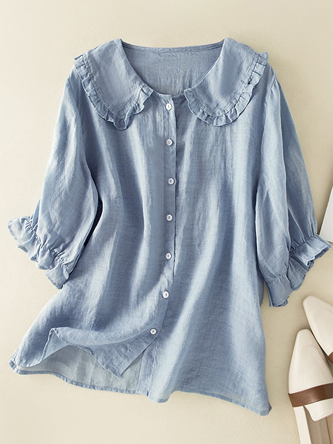 Natalie Relaxed Ruffle Collar Shirt