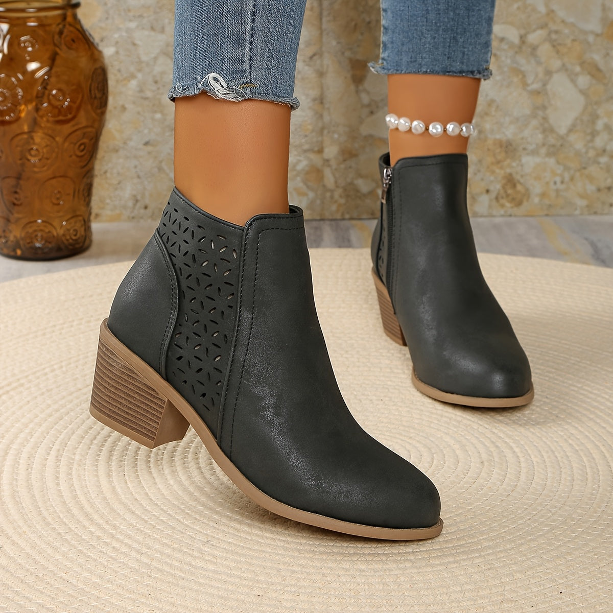 Greta Side-Zip Slip-On Ankle Boots