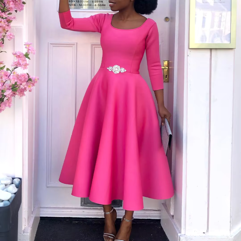 Felicia Round Neck Midi Dress