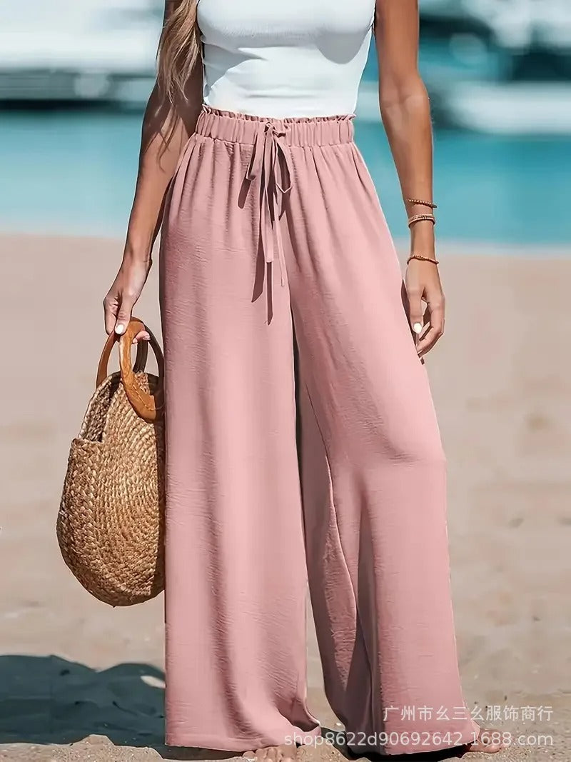Doris Tie-Waist Wide-Leg Palazzo Pants