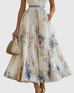 Isabella Sleeveless Pleated Floral Midi Dress