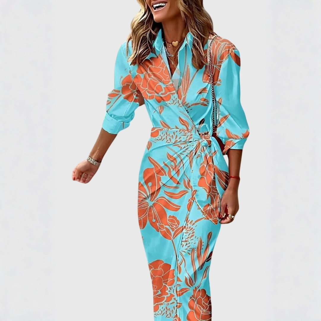 Gudrun Striped Wrap Midi Dress