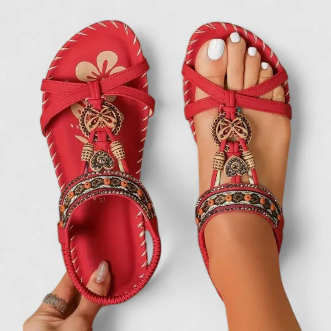 Viola Strappy Flat Open-Toe Sandals