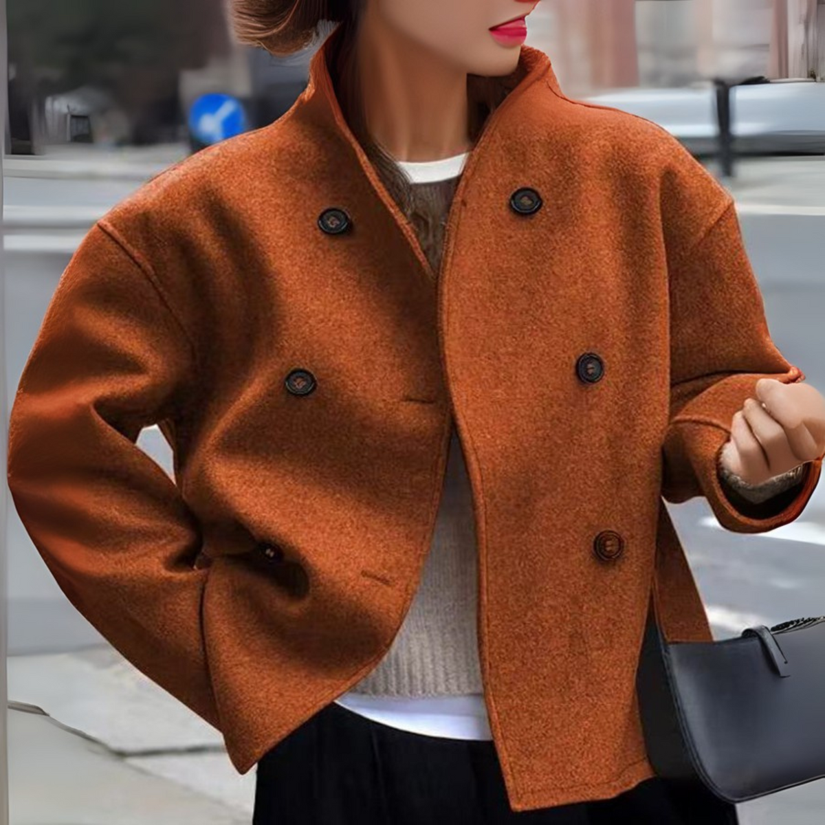 Bini | Stand Collar Long Sleeve Coat, women's coat – view 5