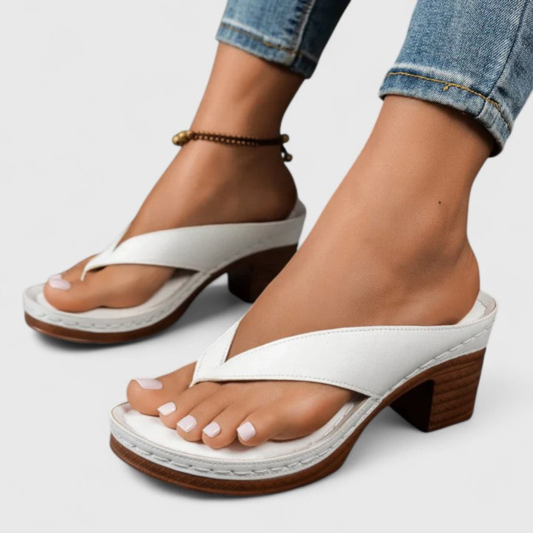 Birgit Chunky Heel Thong Sandals