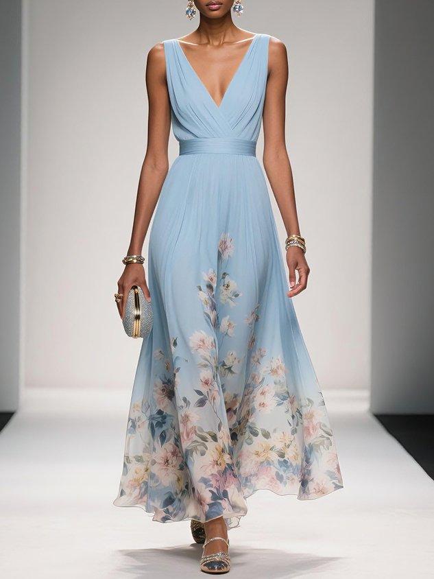 Carolin Floral Chiffon Summer Maxi Dress