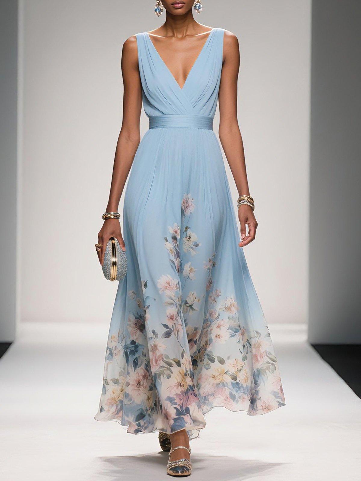 Carolin Floral Chiffon Summer Maxi Dress