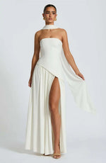 Elfriede Sleeveless A-Line Maxi Evening Dress with Leg Slit