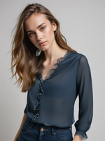 Felicia Elegant Ruffled Long-Sleeve Blouse