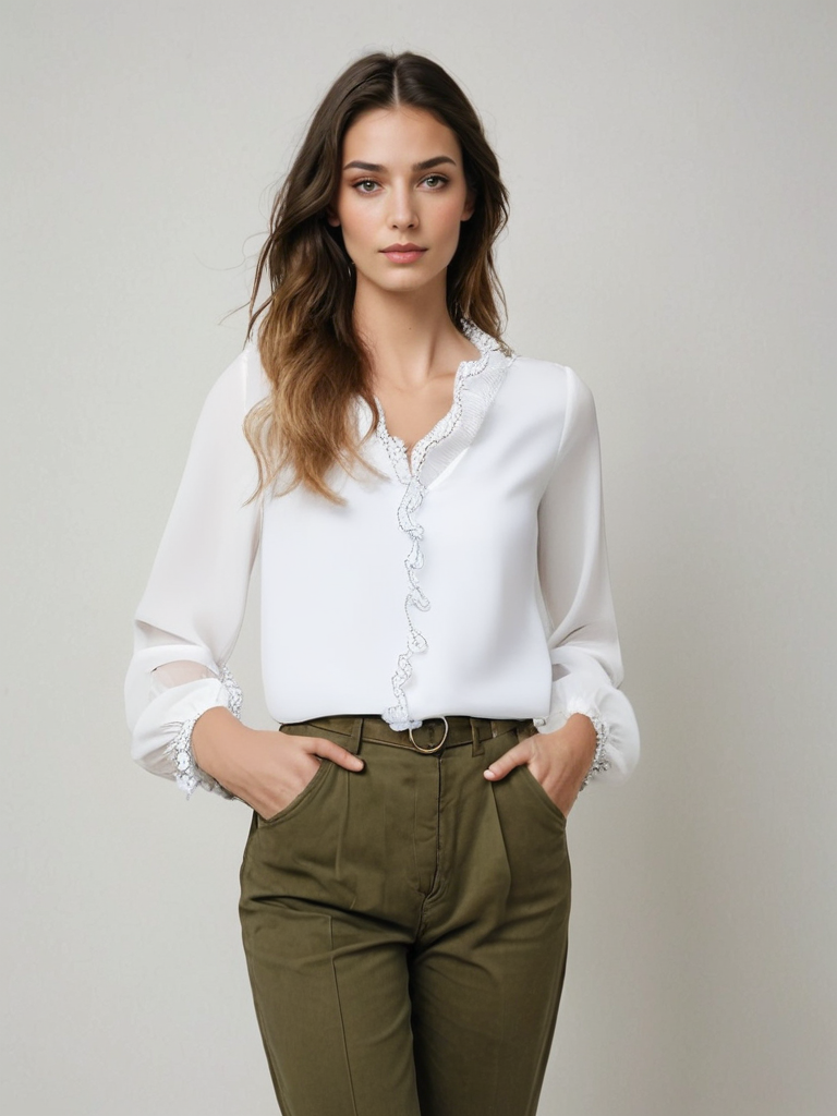 Felicia Elegant Ruffled Long-Sleeve Blouse