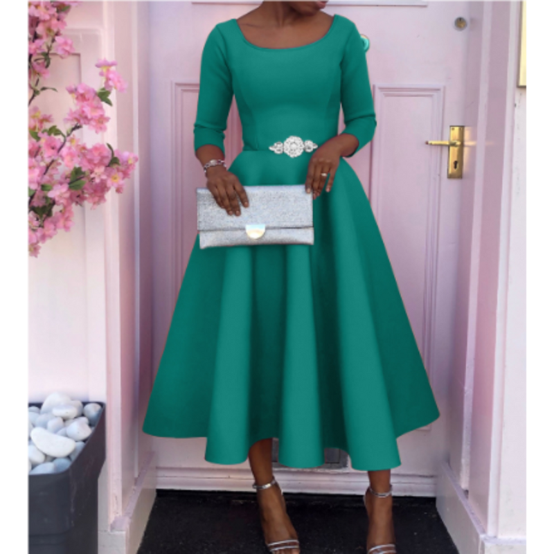 Felicia Round Neck Midi Dress