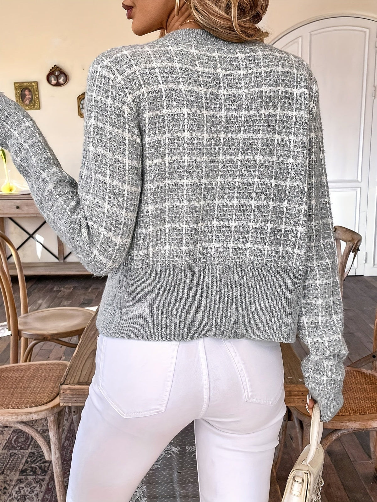 Elisa Fashionable Short Tweed Cardigan