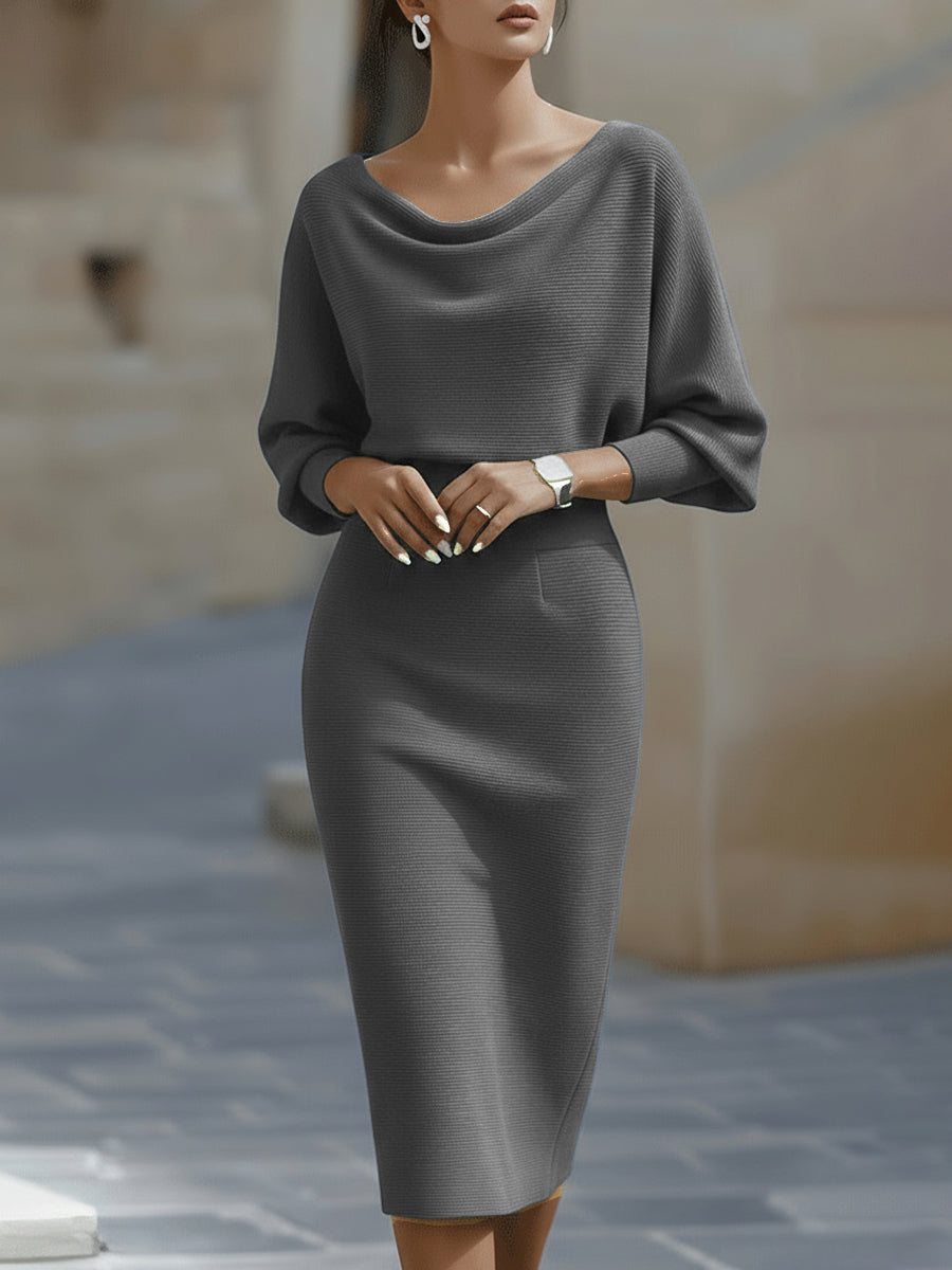 Jacqueline Batwing Sleeve Bodycon Midi Dress