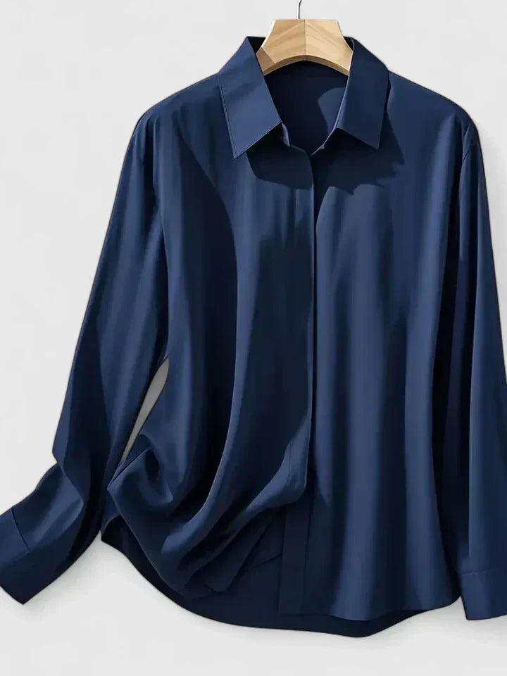 Anja Satin Button-Up Blouse