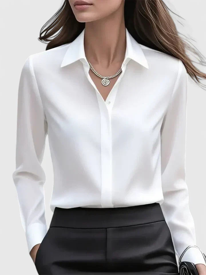 Anja Satin Button-Up Blouse