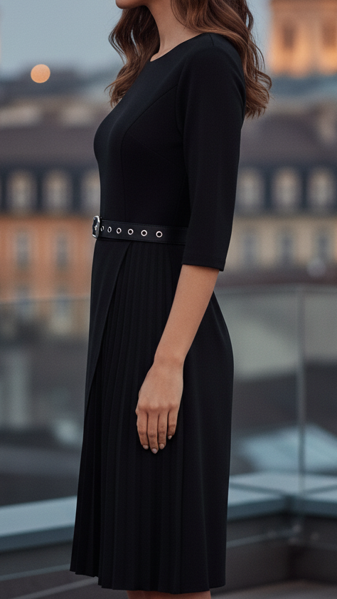 Natalie Belted Long-Sleeve Spring Midi Dress